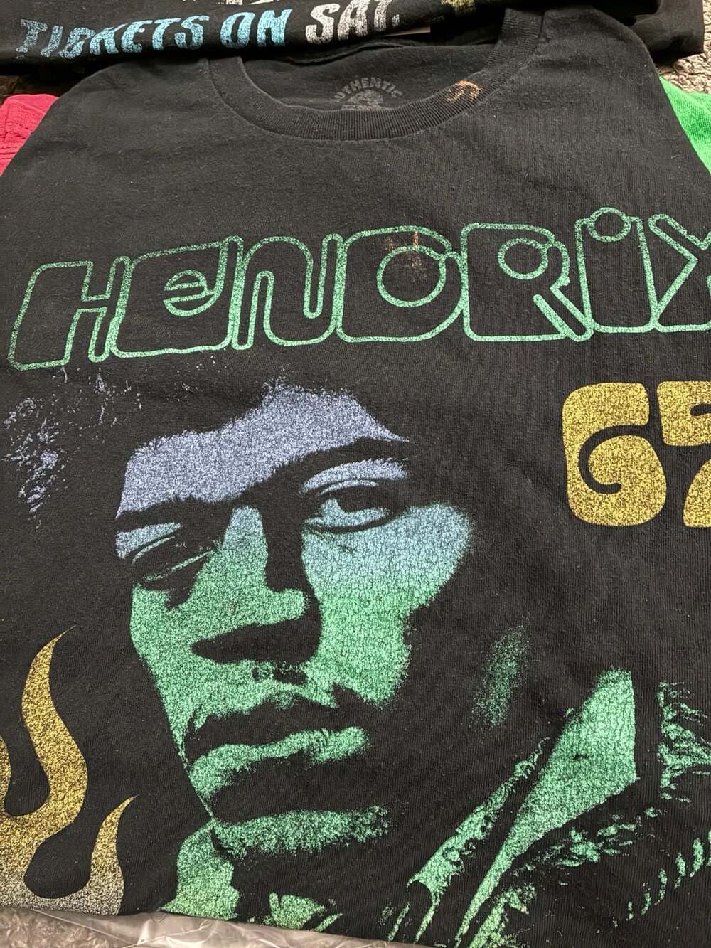 Jimi Hendrix 67 World Tour Black Graphic Short Sleeve T-Shirt